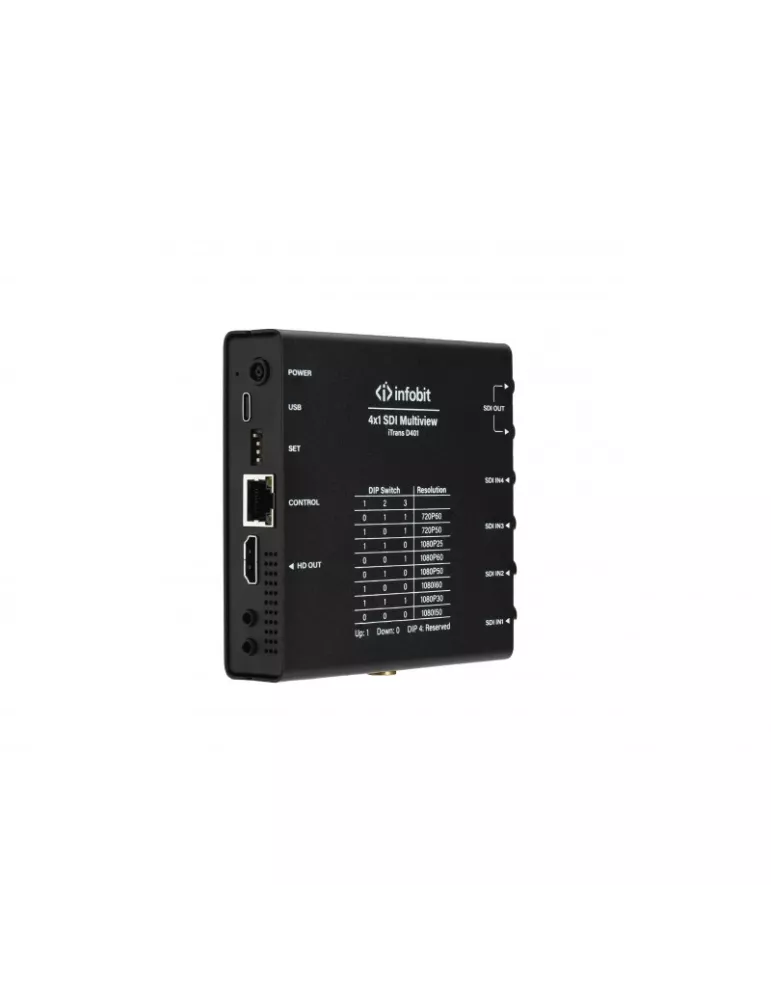 INFOBIT iTRANSD401 Switch Multiviewer 4X1 3G-SDI iTrans D401 with smooth switching INFOBIT INFiTRANSD401 | MusicGoodDeal