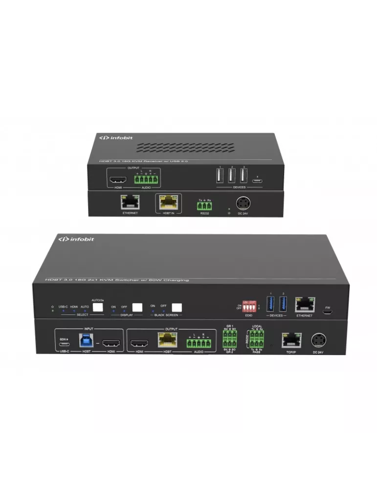 INFOBIT ISWITCH201K Kit Switcher 2x1 HDMI 18Gbps   USB-C   KVM Infobit iSwitch 201K compatible with camera and USB speaker mic