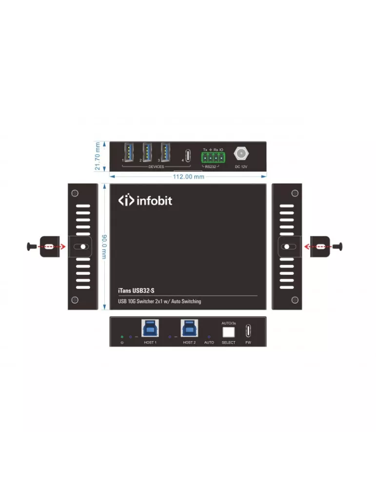 INFOBIT iTRANSUSB32S USB Switcher Infobit iTrans USB32-S INFOBIT INFiTRANSUSB32S | MusicGoodDeal
