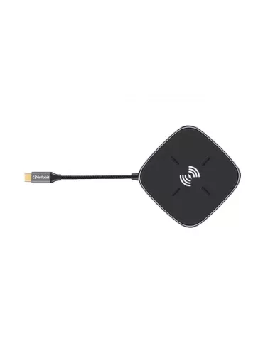 INFOBIT IHUB901W Concentrador BYOD 9 en 1 USB Tipo-C con cargador inalámbrico iHub 901W.