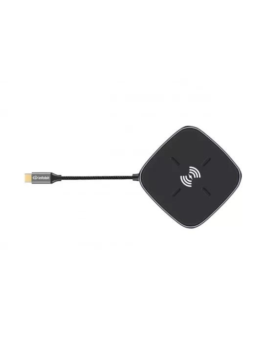 INFOBIT IHUB901W Concentrador BYOD 9 en 1 USB Tipo-C con cargador inalámbrico iHub 901W. INFOBIT INFIHUB901W | MusicGoodDeal