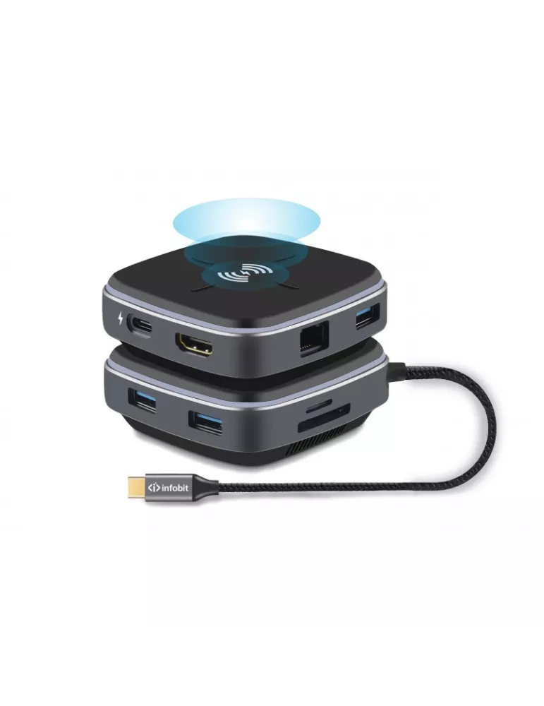 INFOBIT IHUB901W USB Typ-C 9-in-1 BYOD-Hub mit kabellosem Ladegerät iHub 901W INFOBIT INFIHUB901W | MusicGoodDeal