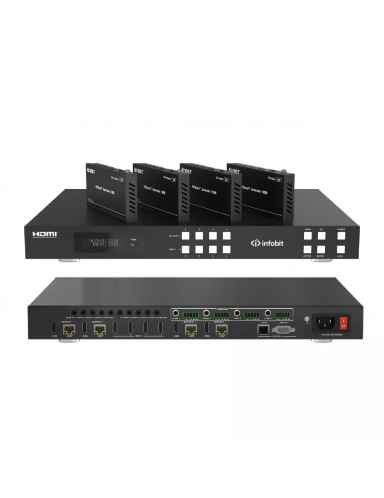 INFOBIT IMATRIXH44H150 HDMI matrix extender with 4x HDBaseT 150m receivers Infobit - iMatrix H44H150 INFOBIT INFIMATRIXH44H150