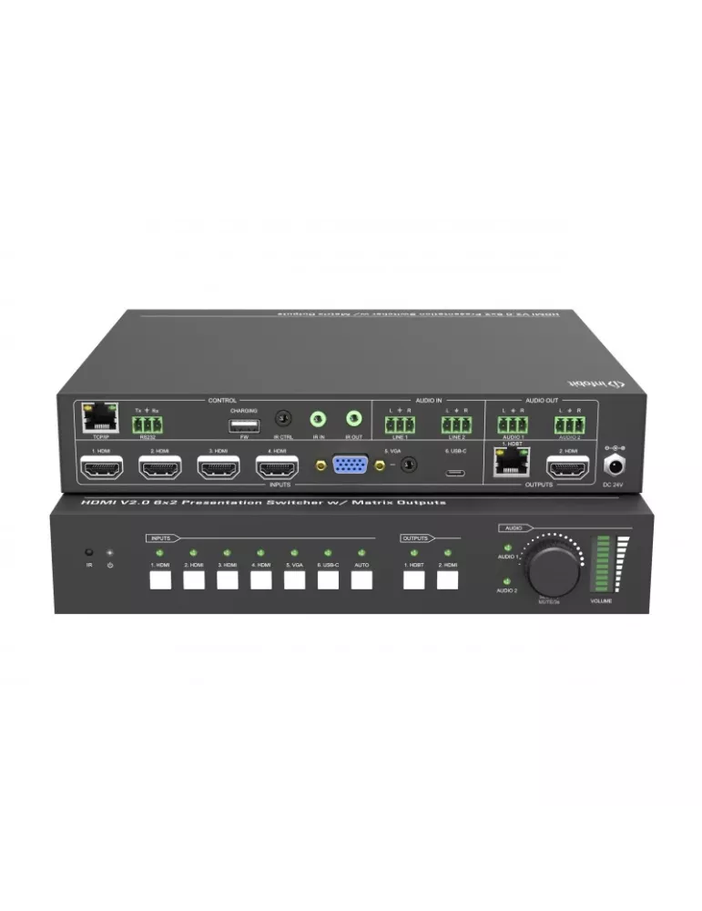 INFOBIT ISWITCH602 Matrice SwitcherHDMI & Extender HDBT 6x2 4K60 Infobit iSwitch 602 compatible HDMI V2.0 / HDCP 2.2