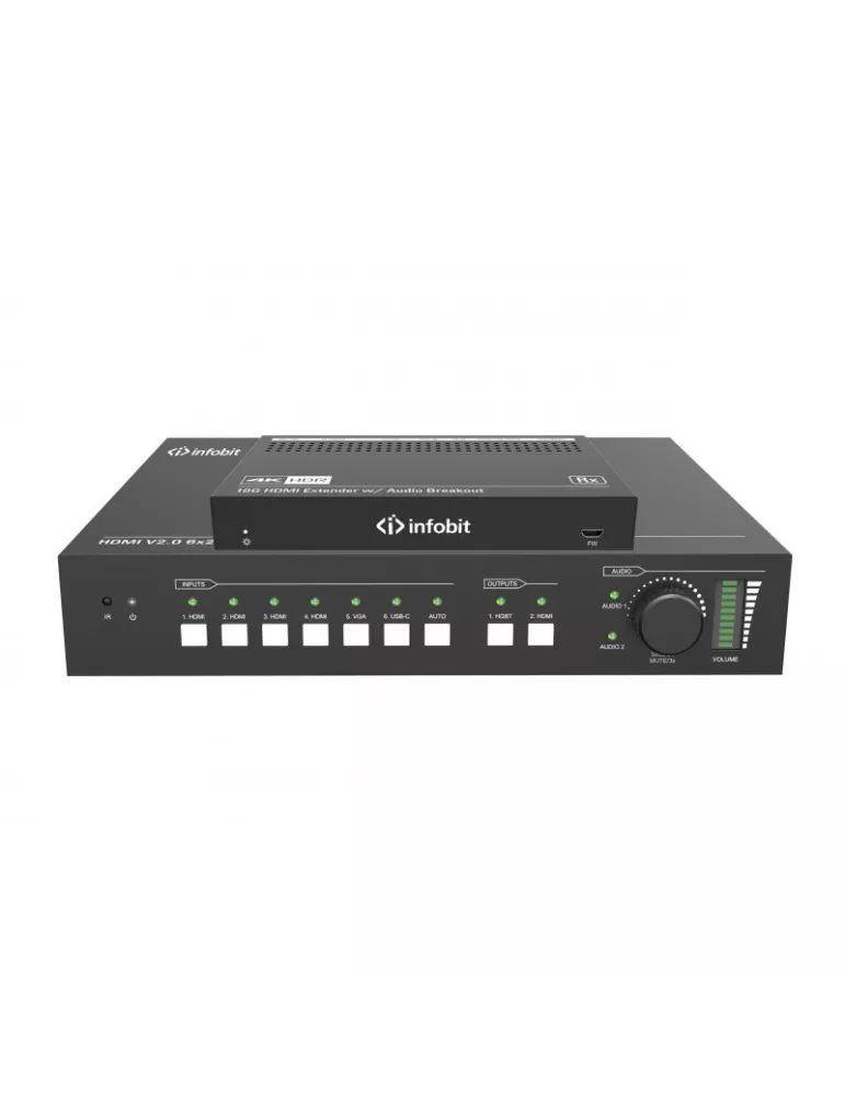 INFOBIT ISWITCH602 Matrix SwitcherHDMI   Extender HDBT 6x2 4K60 Infobit iSwitch 602 compatible HDMI V2.0   HDCP 2.2 INFOBIT IN