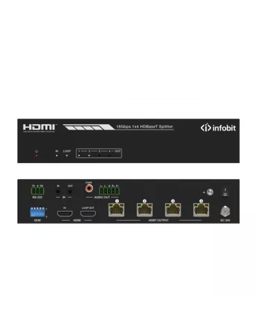 INFOBIT ISWITCH104H150 Splitter Kit1x4 HDMI iSwitch 104H150 mit Audio   4x HDBT Receivern INFOBIT INFISWITCH104H150 | MusicGoo 2