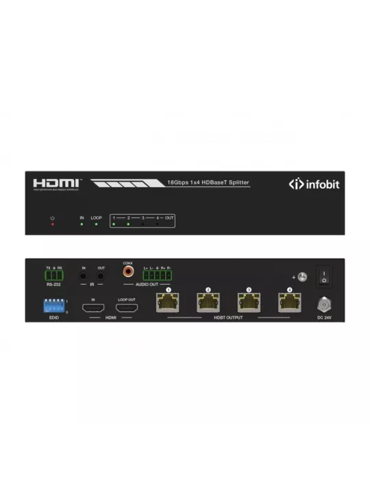 INFOBIT ISWITCH104H150 Kit Splitter1x4 HDMI iSwitch 104H150 con audio   4x receptores HDBT INFOBIT INFISWITCH104H150 | MusicGo