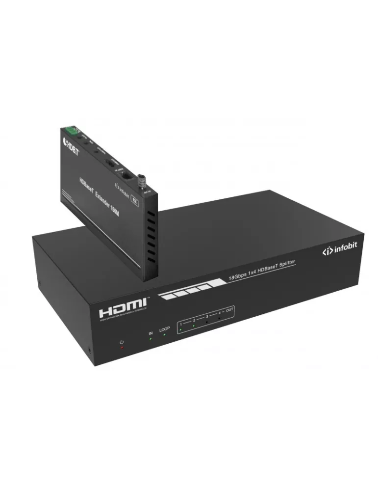 INFOBIT ISWITCH104H150 Kit Splitter1x4 HDMI  iSwitch 104H150 avec audio + 4x recepteurs HDBT
