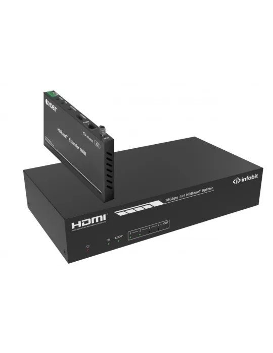 INFOBIT ISWITCH104H150 Kit Splitter1x4 HDMI iSwitch 104H150 with audio   4x HDBT receivers INFOBIT INFISWITCH104H150 | MusicGo