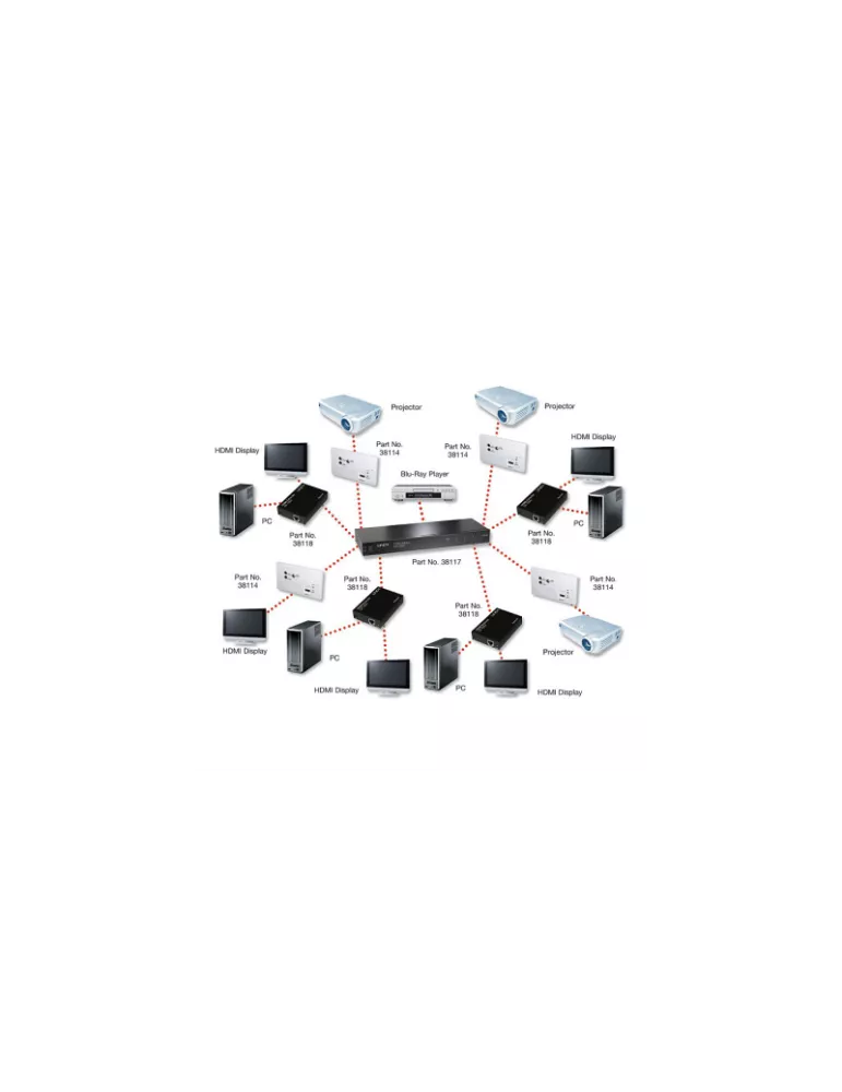 LINDY 38117  C6 HDBaseT HDMI   IR 8-Port 100m Splitter   Sender LINDY LIN38117 | MusicGoodDeal