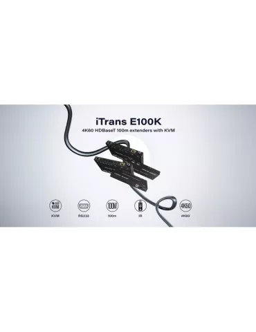 INFOBIT ITRANSE100K Kit extensor HDMI 2.0 sobre HDBaseT 4K60Hz a más de 100m Infobit - E100K con IR POC y KVM INFOBIT INFITRAN 2