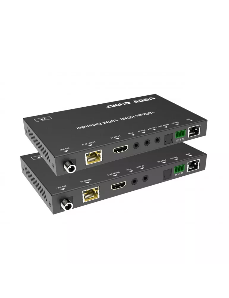 INFOBIT ITRANSE100K Kit extender HDMI 2.0 sur HDBaseT 4K60Hz sur 100m Infobit - E100K avec IR POC et KVM