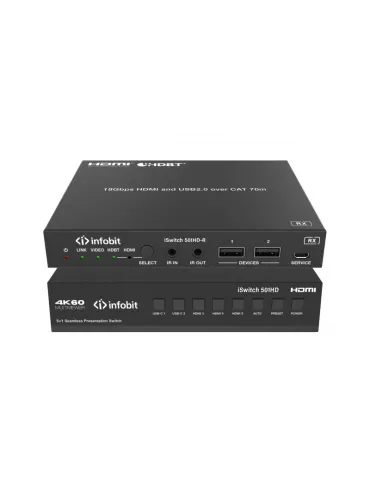 INFOBIT iSWITCH501HD Präsentations-Switch - iSwitch 501HD 4K60 5x1 HDMI USB-C zu HDMI-Ausgängen   HDBT   Audio DANTE INFOBIT I