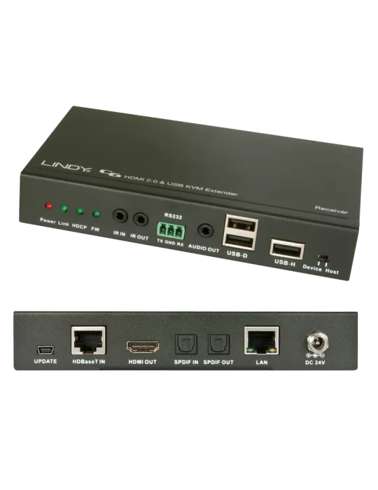 LINDY 38209 : Kit extender KVM C6 HDBaseT HDMI 2.0 & USB 100m