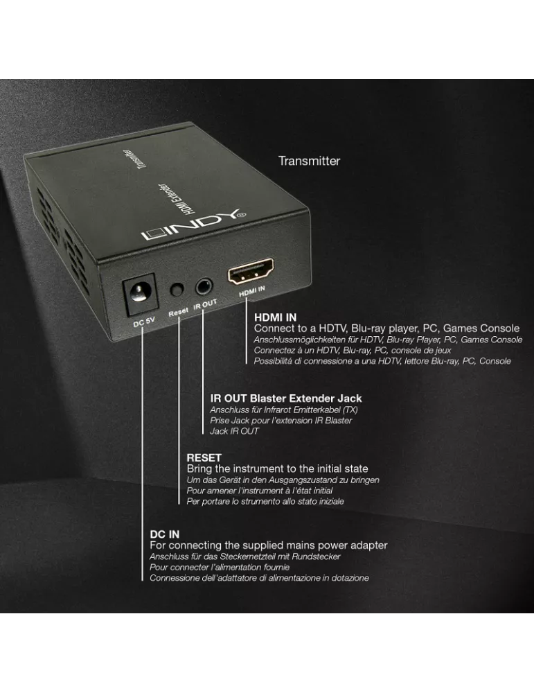 LINDY 38126  HDMI   IR Extender Kit auf IP (100Base-T) 100m LINDY LIN38126 | MusicGoodDeal