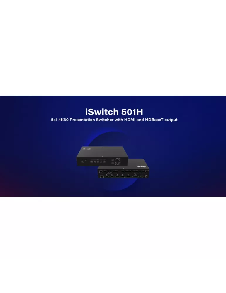 INFOBIT iSWITCH501H Presentation switcher - iSwitch 501H 4K60 5x1 HDMI   HDBT outputs INFOBIT INFiSWITCH501H | MusicGoodDeal
