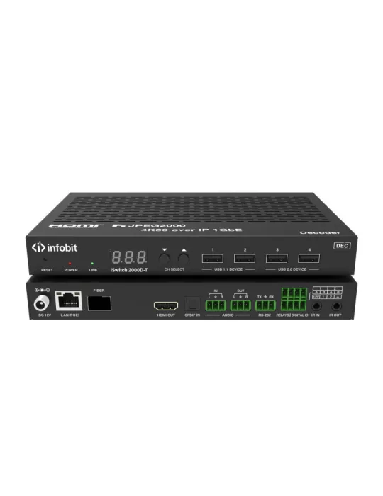 INFOBIT ISWITCH2000DT Switch Transmitter-over-IP iSwitch 2000D-T HDMI 4K60 JPEG 2000 AV KVM Dante INFOBIT INFISWITCH2000DT | M