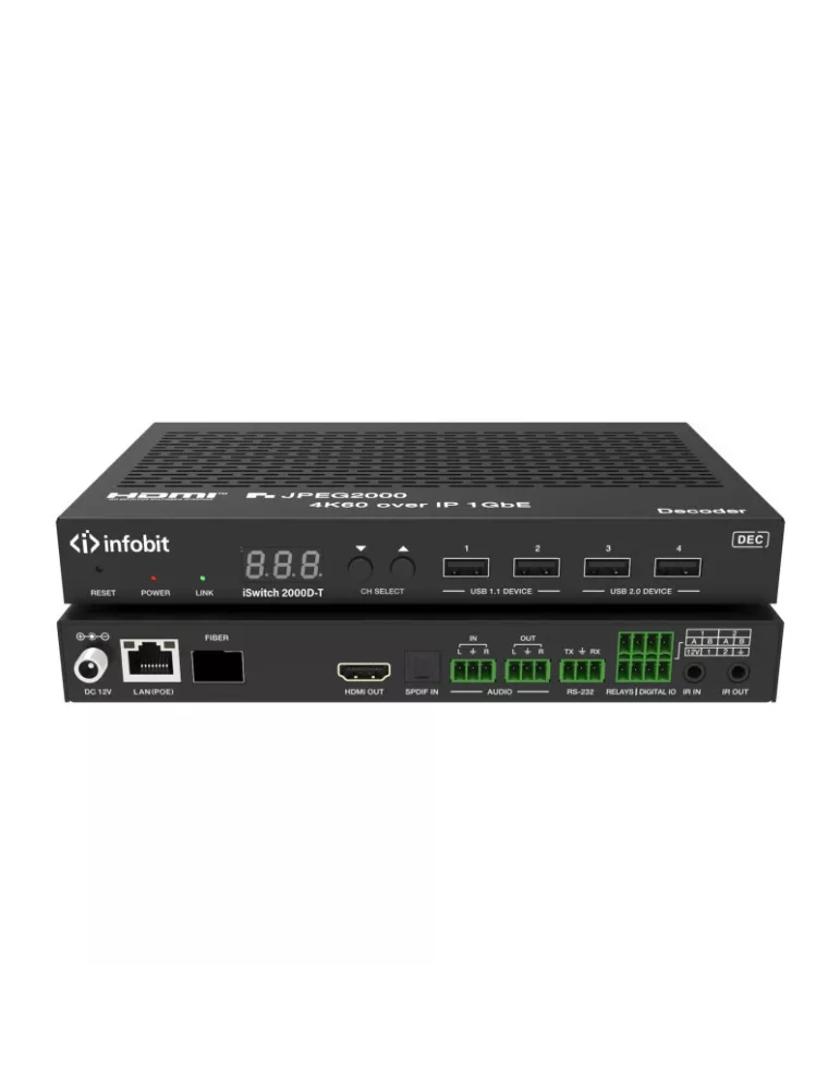 INFOBIT ISWITCH2000DR Conmutador Receptor IP iSwitch 2000D-R HDMI 4K60 JPEG 2000 AV KVM Dante INFOBIT INFISWITCH2000DR | Music