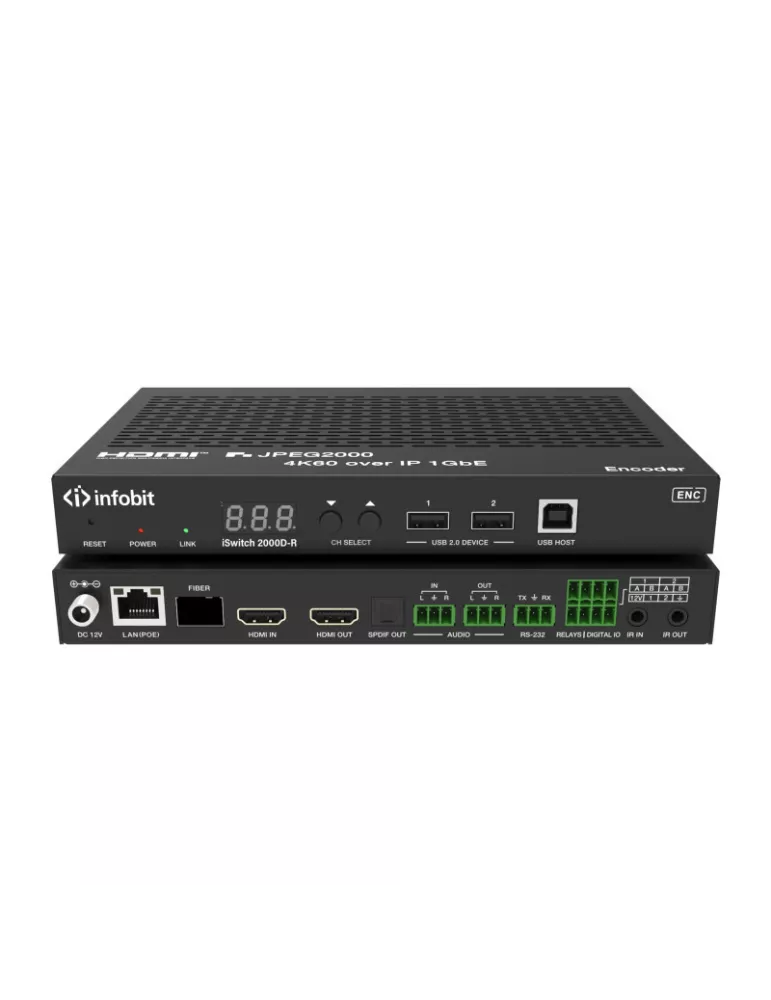 INFOBIT ISWITCH2000DR Switch recepteur sur IP  iSwitch 2000D-R HDMI 4K60 JPEG 2000 AV KVM Dante