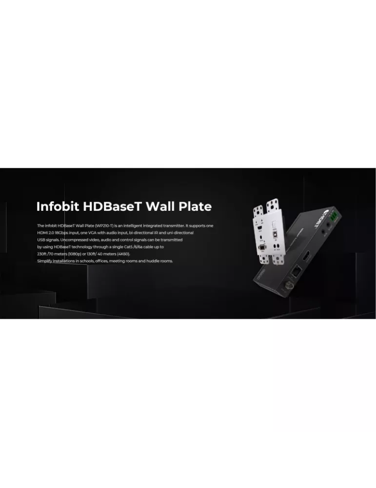 INFOBIT WP210T Transmisor HDBaseT de pared - WP210-T (Full HD 1080P 70m   40m en 4K) INFOBIT INFWP210T | MusicGoodDeal