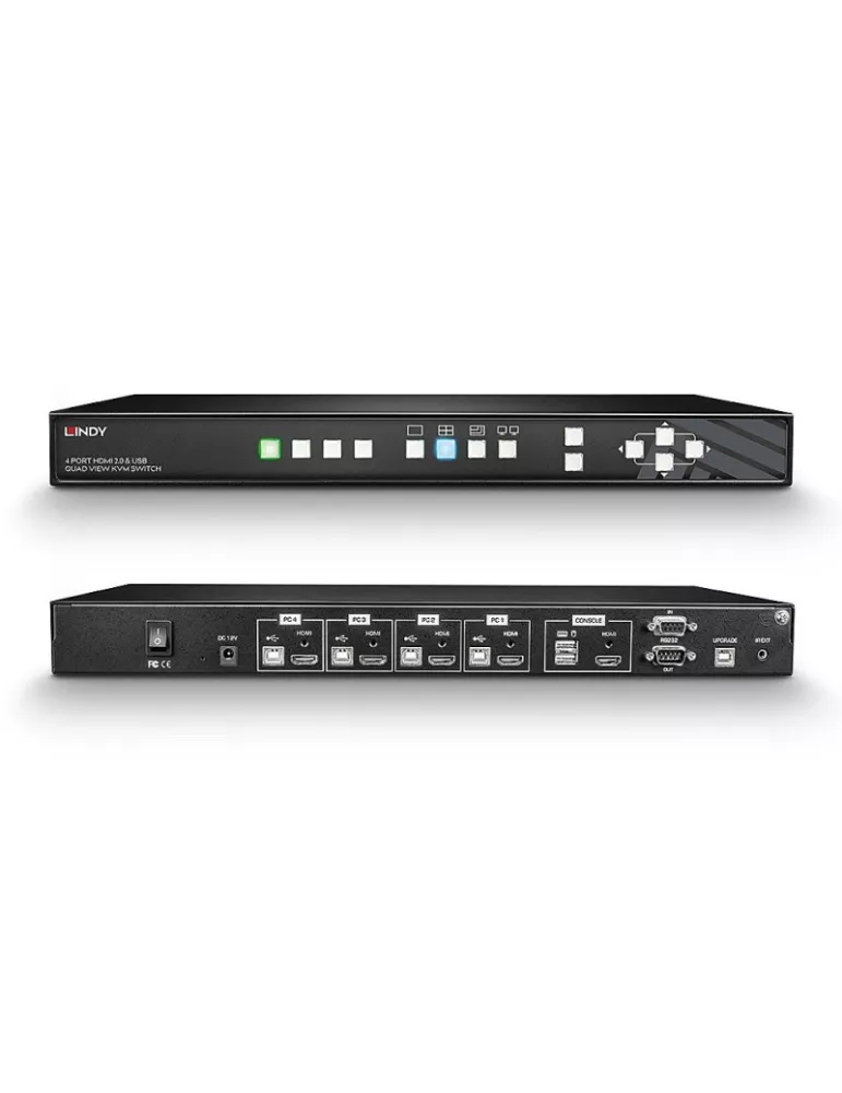 LINDY 32329  4-Port HDMI 4K Quad View KVM Pro Switch LINDY LIN32329 | MusicGoodDeal