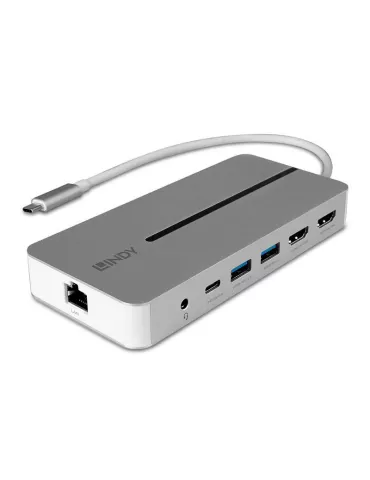 LINDY 43360 Lindy DST-Mx Duo Mini USB-C Docking Station para ordenador portátil MacBook con soporte 4K en dos pantallas y carg