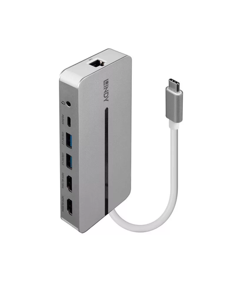 LINDY 43360 Lindy DST-Mx Duo Mini USB-C Docking Station para ordenador portátil MacBook con soporte 4K en dos pantallas y carg
