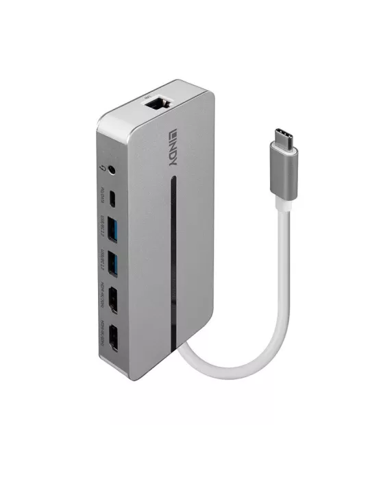 LINDY 43360 Lindy DST-Mx Duo Mini USB-C Docking Station para ordenador portátil MacBook con soporte 4K en dos pantallas y carg