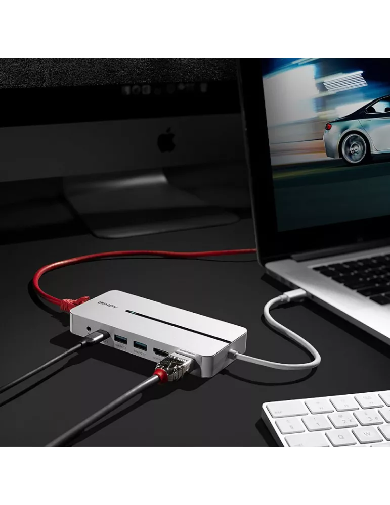 LINDY 43360 Lindy DST-Mx Duo Mini USB-C Docking Station para ordenador portátil MacBook con soporte 4K en dos pantallas y carg