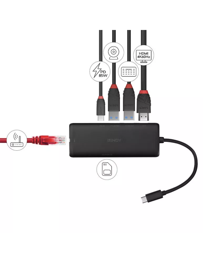 LINDY 43358 Lindy DST-Mini Mini Docking Station USB C für Laptop mit 4K Auflösung und 100W Ladung LINDY LIN43358 | MusicGoodDe