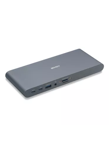 LINDY 43349 Lindy DST-Pro 5K XT Docking Station USB-C for Laptop with three screens (4K) or one screen (5K)   Power Delivery 1