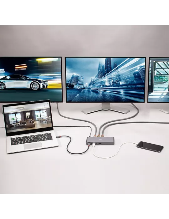 LINDY 43349 Lindy DST-Pro 5K XT Docking Station USB-C für Laptop mit drei Bildschirmen (4K) oder einem Bildschirm (5K)   Power