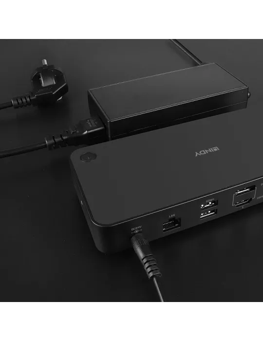 LINDY 43366 Lindy  DST-Pro Universal Docking Station Hybride USB Type C et Type A pour Laptop avec prise en charge 3x4K (DP or 