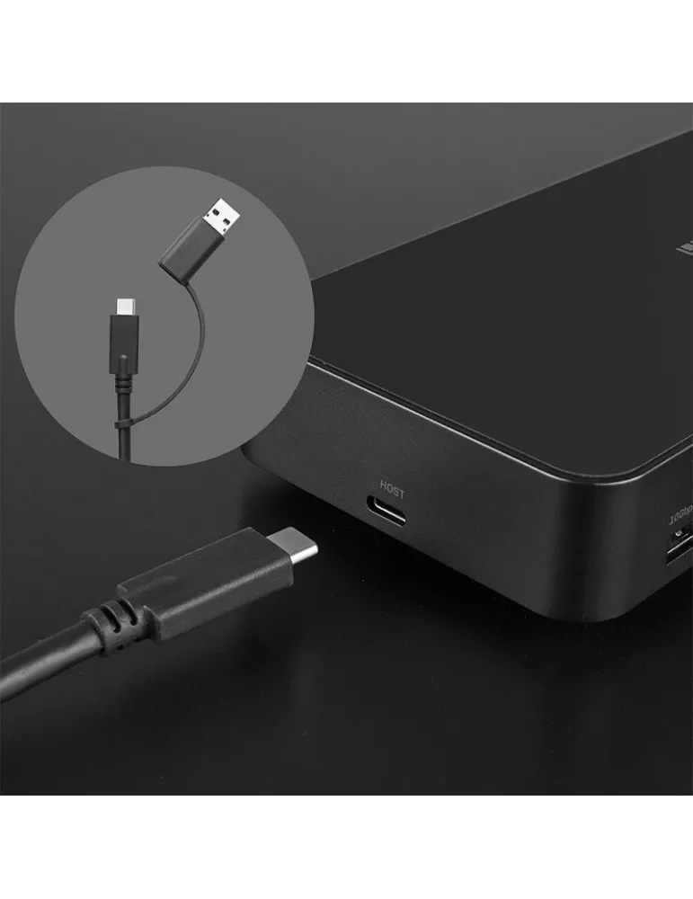 LINDY 43366 Lindy  DST-Pro Universal Docking Station Hybride USB Type C et Type A pour Laptop avec prise en charge 3x4K (DP or 