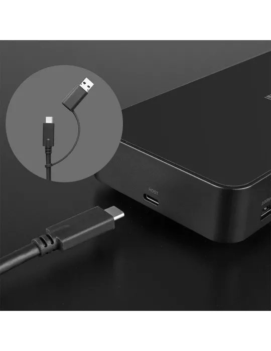 LINDY 43366 Lindy  DST-Pro Universal Docking Station Hybride USB Type C et Type A pour Laptop avec prise en charge 3x4K (DP or 