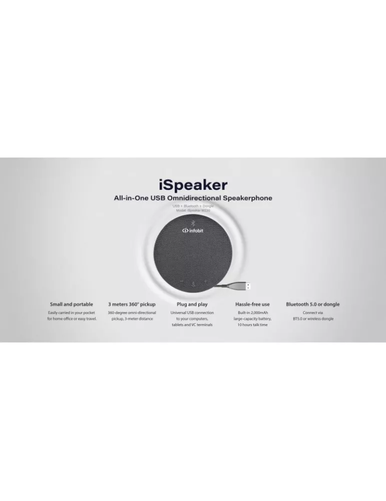 INFOBIT ISPKM230 All-in-One USB Omnidirectional Microphone with Bluetooth Infobit iSpeaker M230 INFOBIT INFISPKM230 | MusicGoo