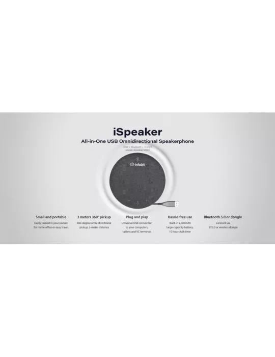 INFOBIT ISPKM230 Micrófono USB omnidireccional todo en uno con Bluetooth Infobit iSpeaker M230 INFOBIT INFISPKM230 | MusicGood