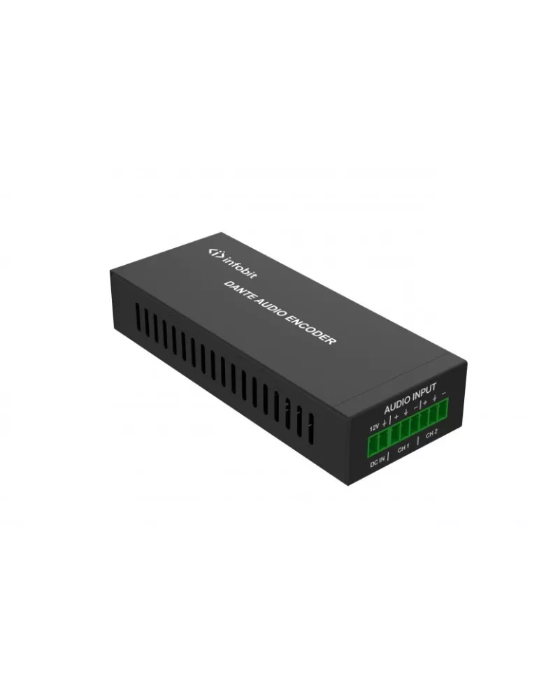 INFOBIT DPT22 Transmisor Encodificador de audio analógico DANTE - iTrans DP-T-22 con POE y puerto Phoenix INFOBIT INFDPT22 | M