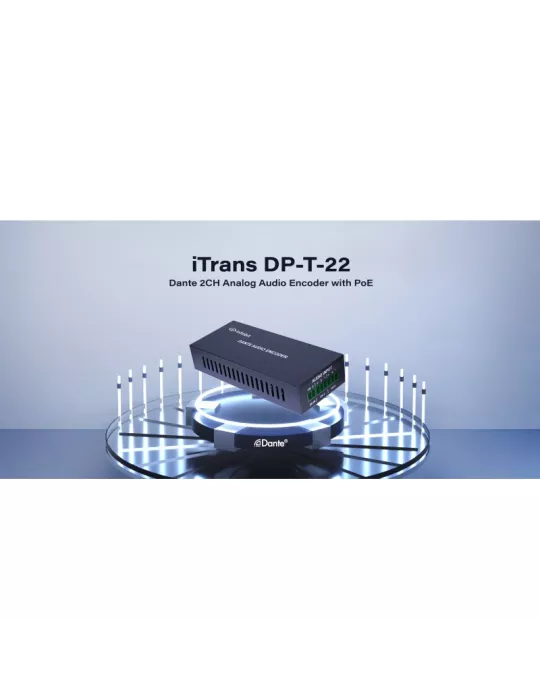 INFOBIT DPT22 Transmetteur/Encodeur Audio analogique DANTE -  iTrans DP-T-22 avec POE et port Phoenix