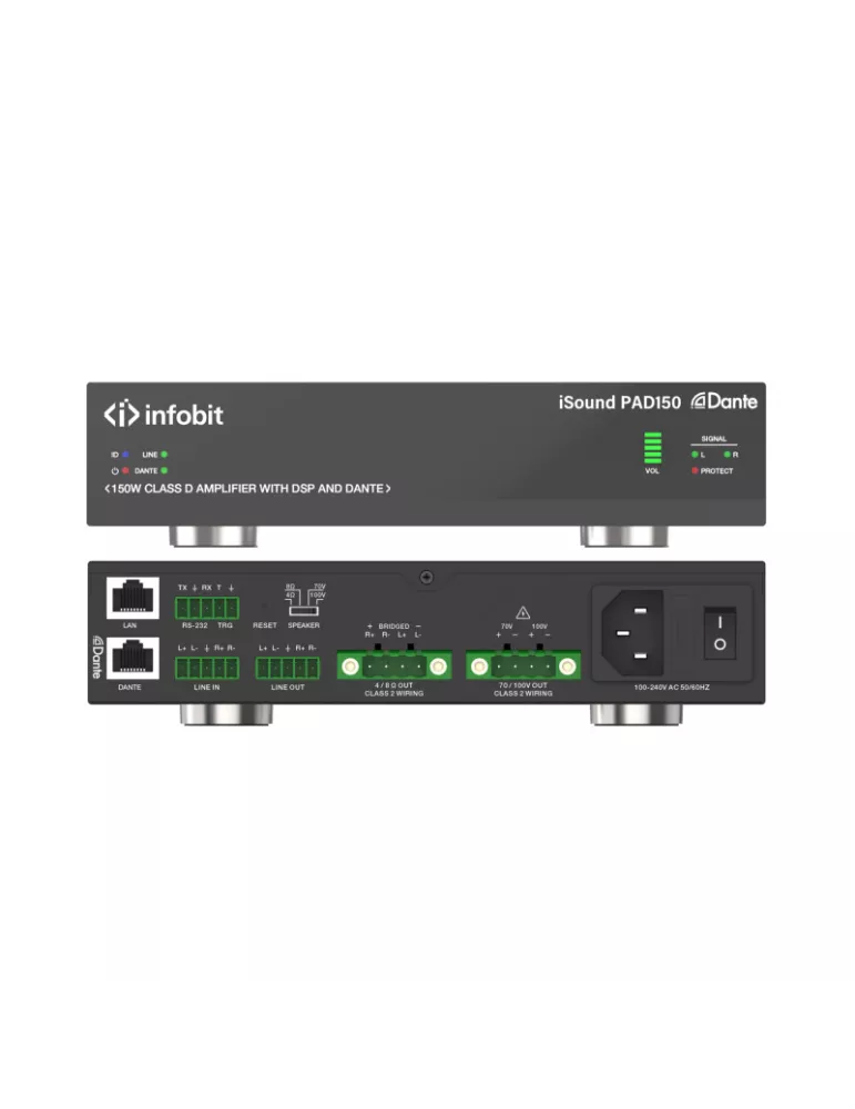 INFOBIT ISOUNDPAD150 Amplificateur de classe D 150 W Dante  iSound PAD150