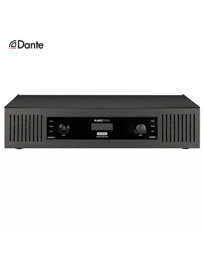AMC iAC2X240DANTE Amplificador de instalación 2x canales 480W (2x240W) iAC2X240 DANTE Línea 100V y Baja impedancia AMC AMCiAC2