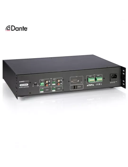 AMC iAC2X240DANTE Amplificador de instalación 2x canales 480W (2x240W) iAC2X240 DANTE Línea 100V y Baja impedancia AMC AMCiAC2