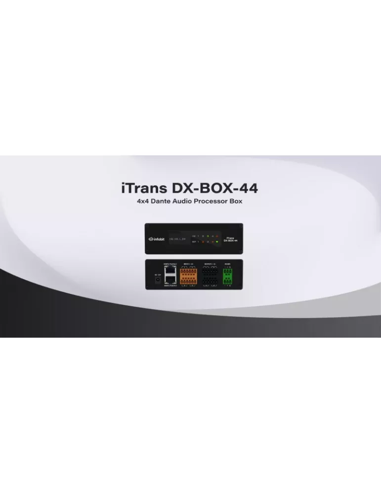INFOBIT ITRANSDXBOX44 Procesador Audio Dante 4x4 Infobit iTrans DX-BOX-44 INFOBIT INFITRANSDXBOX44 | MusicGoodDeal