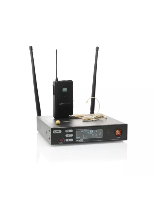 AMC ILIVE1HS True Diversity wireless headset microphone system with 32 selectable channels AMC AMCILIVE1HS | MusicGoodDeal