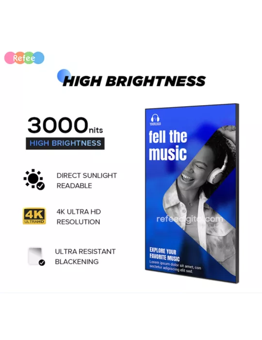 REFEE SW55HBA Ecran Vitrine 55"   UHD 3840x2160 3000 cd/m2