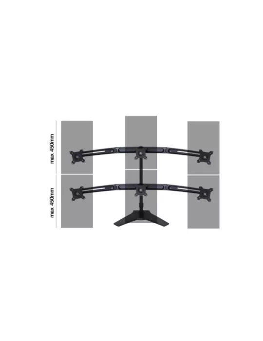 MULTIBRACKETS 5002 Soporte de mesa extensible Multibrackets VESA Kit de expansión de triple brazo para montaje en sobremesa -