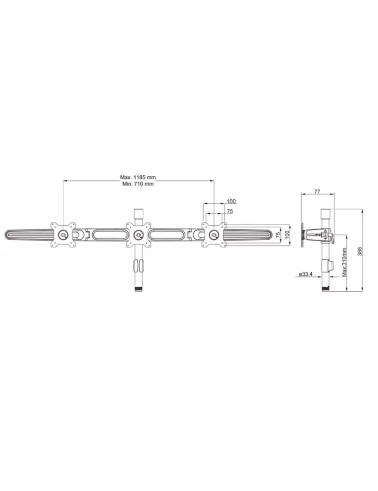 MULTIBRACKETS 5002 Extension table support Multibrackets VESA Desktopmount Triple Arm Expansion Kit - 15  - 24  screen Vesa Ma