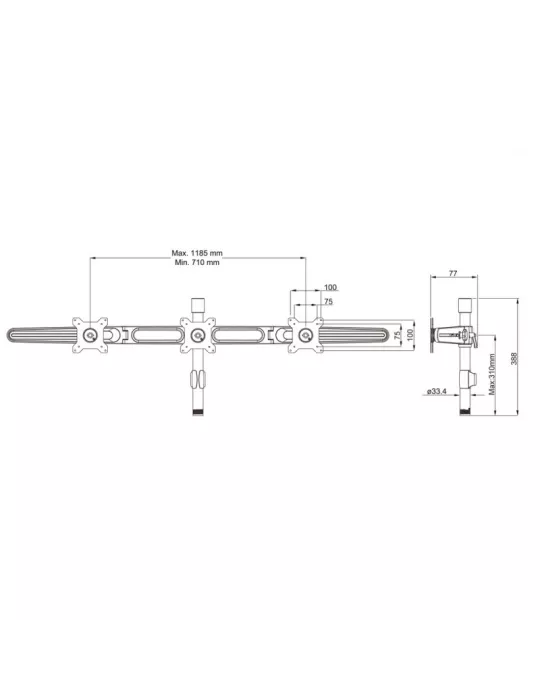 MULTIBRACKETS 5002 Soporte de mesa extensible Multibrackets VESA Kit de expansión de triple brazo para montaje en sobremesa -