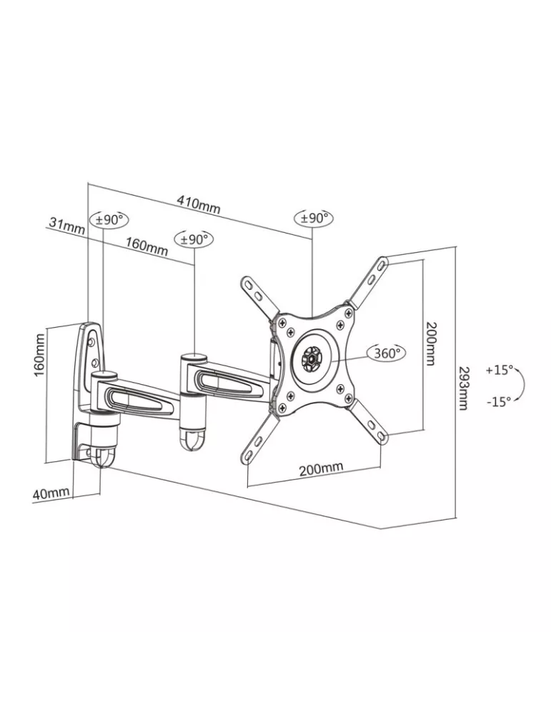 MULTIBRACKETS 3299 LCD wall mount -Multibrackets VESA Flexarm 360 III Blak 75-200 Ref  MULTIBRACKETS MUL3299 | MusicGoodDeal