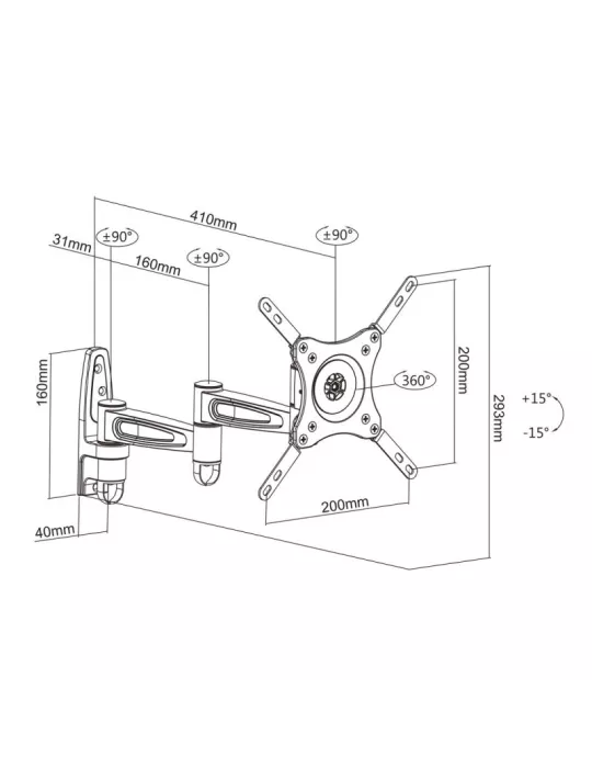 MULTIBRACKETS 3299 LCD wall mount -Multibrackets VESA Flexarm 360 III Blak 75-200 Ref  MULTIBRACKETS MUL3299 | MusicGoodDeal